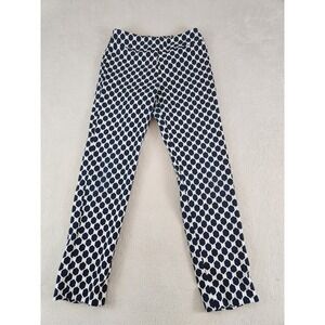 Crazy Larry Women's Ankle Stretchy Pants Blue/White Geometric Size 2 USA